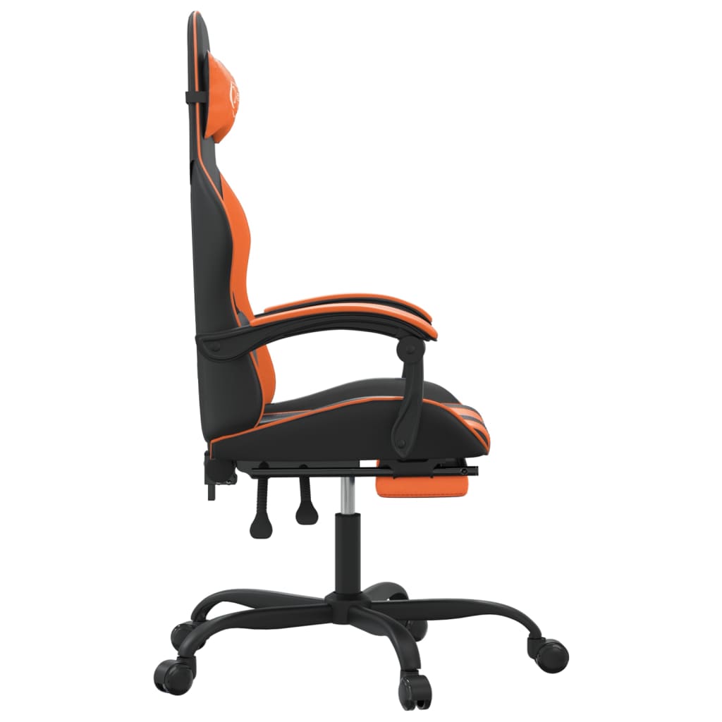 Gamestoel draaibaar met voetensteun kunstleer zwart en oranje is nu te koop bij PeponiXL, paradijselijk wonen!