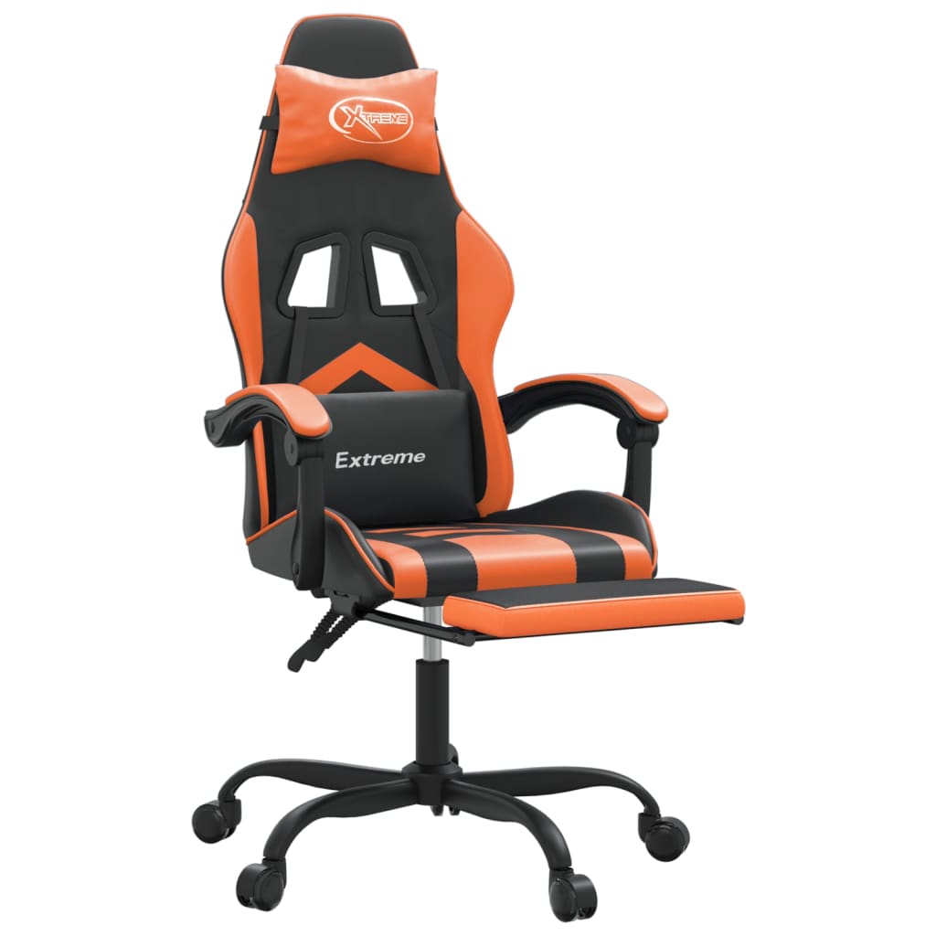 Gamestoel draaibaar met voetensteun kunstleer zwart en oranje is nu te koop bij PeponiXL, paradijselijk wonen!