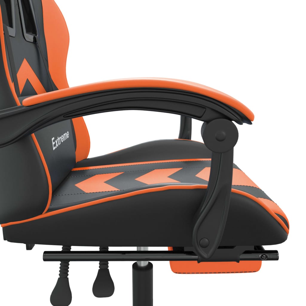 Gamestoel draaibaar met voetensteun kunstleer zwart en oranje is nu te koop bij PeponiXL, paradijselijk wonen!