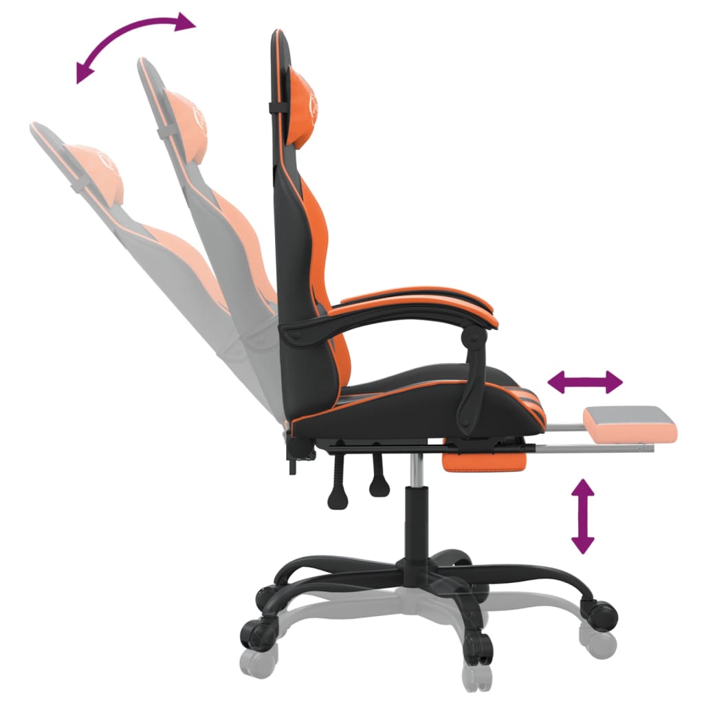 Gamestoel draaibaar met voetensteun kunstleer zwart en oranje is nu te koop bij PeponiXL, paradijselijk wonen!