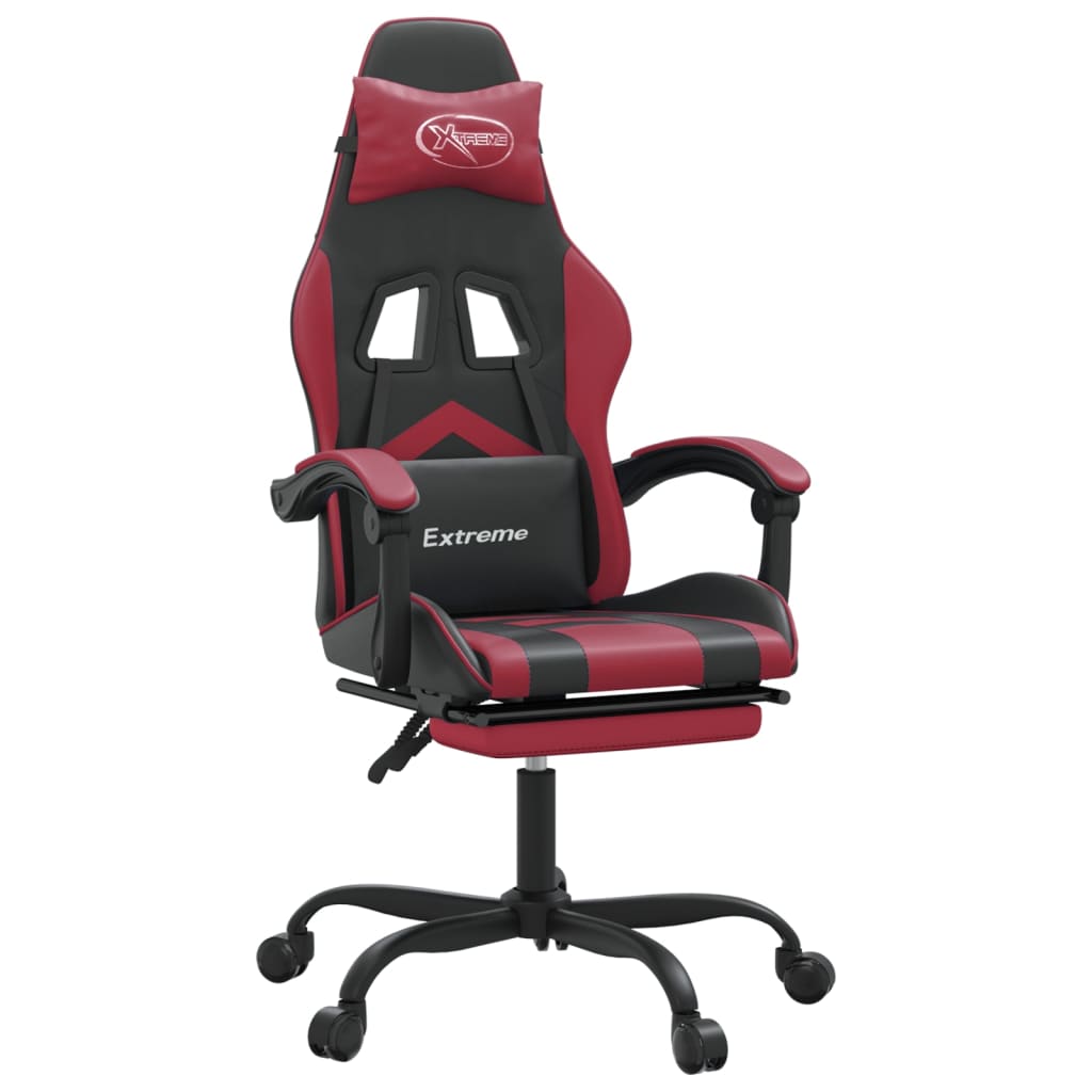 Gamestoel draaibaar met voetensteun kunstleer zwart en wijnrood is nu te koop bij PeponiXL, paradijselijk wonen!
