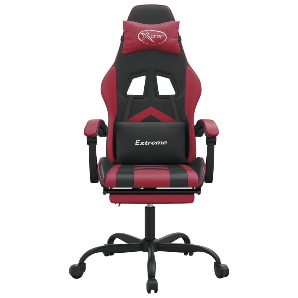 Gamestoel draaibaar met voetensteun kunstleer zwart en wijnrood is nu te koop bij PeponiXL, paradijselijk wonen!