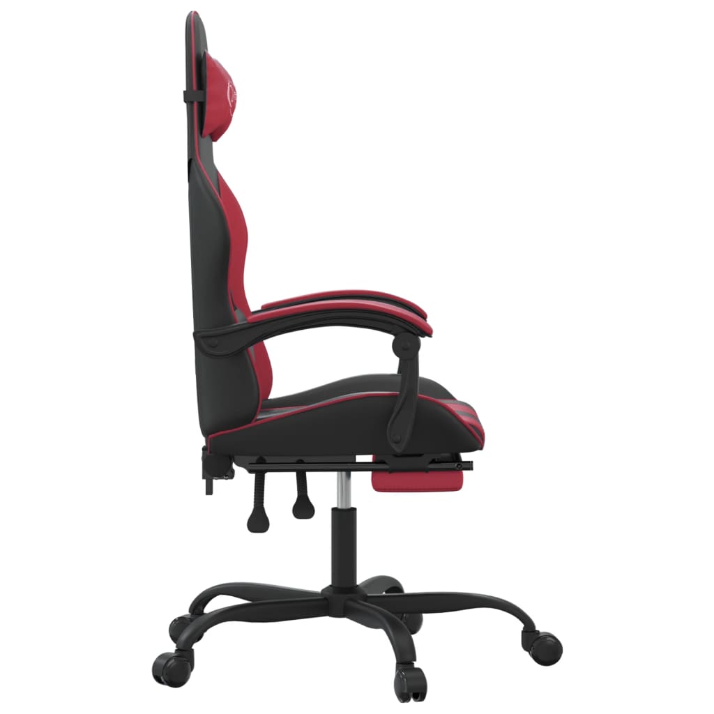 Gamestoel draaibaar met voetensteun kunstleer zwart en wijnrood is nu te koop bij PeponiXL, paradijselijk wonen!