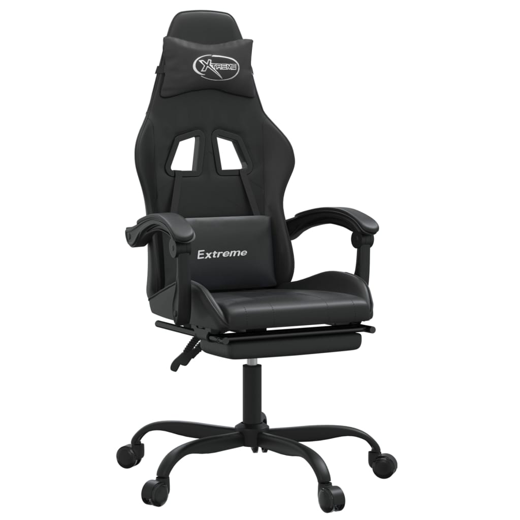 gamestoel draaibaar met voetensteun kunstleer zwart is nu te koop bij PeponiXL, paradijselijk wonen!