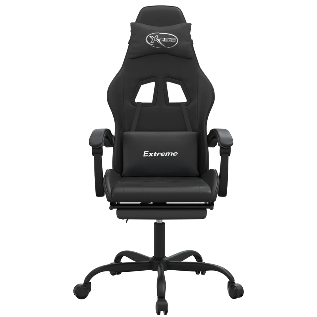 gamestoel draaibaar met voetensteun kunstleer zwart is nu te koop bij PeponiXL, paradijselijk wonen!