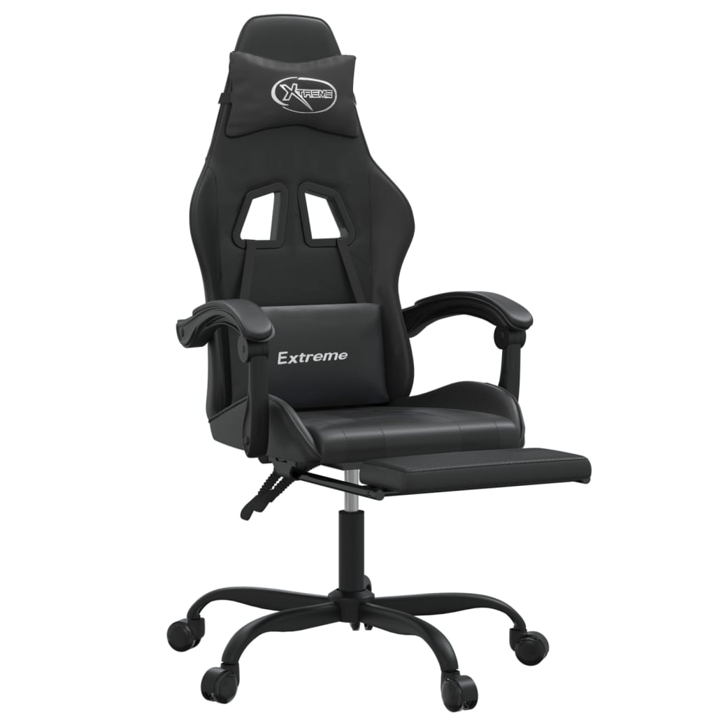 gamestoel draaibaar met voetensteun kunstleer zwart is nu te koop bij PeponiXL, paradijselijk wonen!