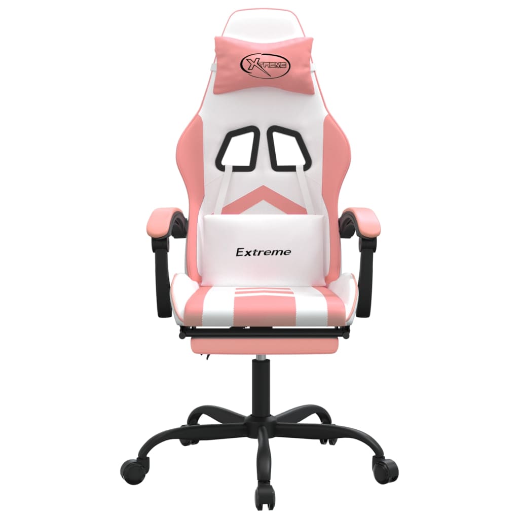 Gamestoel draaibaar met voetensteun kunstleer wit en roze is nu te koop bij PeponiXL, paradijselijk wonen!