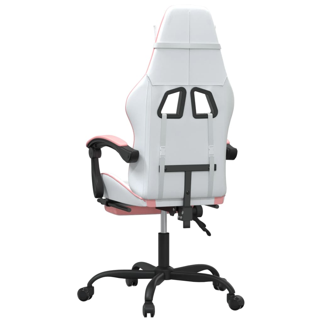 Gamestoel draaibaar met voetensteun kunstleer wit en roze is nu te koop bij PeponiXL, paradijselijk wonen!