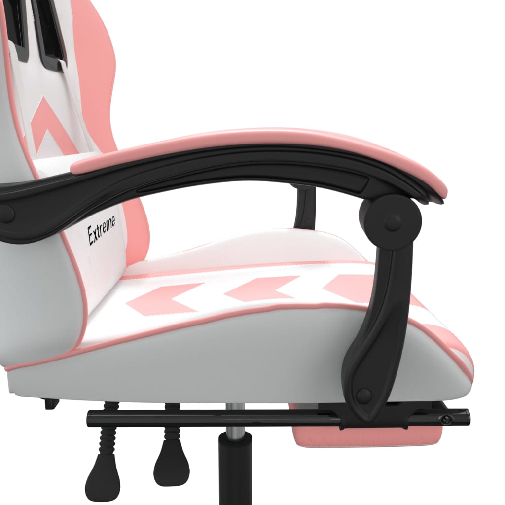 Gamestoel draaibaar met voetensteun kunstleer wit en roze is nu te koop bij PeponiXL, paradijselijk wonen!