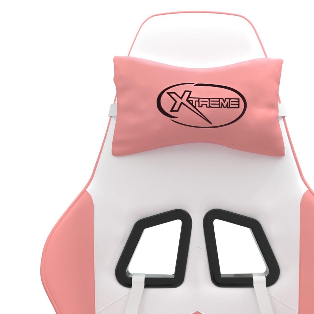Gamestoel draaibaar met voetensteun kunstleer wit en roze is nu te koop bij PeponiXL, paradijselijk wonen!