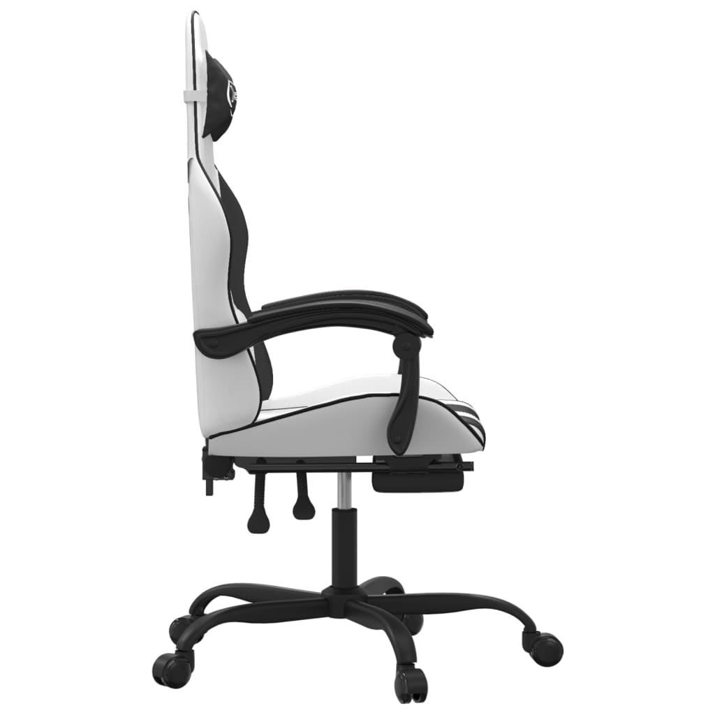 Gamestoel draaibaar met voetensteun kunstleer zwart en wit is nu te koop bij PeponiXL, paradijselijk wonen!