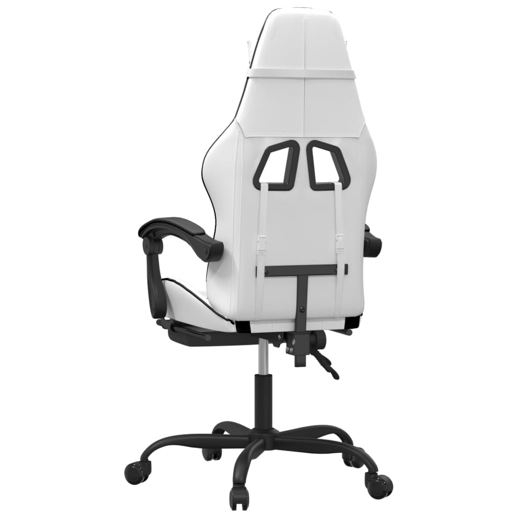 Gamestoel draaibaar met voetensteun kunstleer zwart en wit is nu te koop bij PeponiXL, paradijselijk wonen!