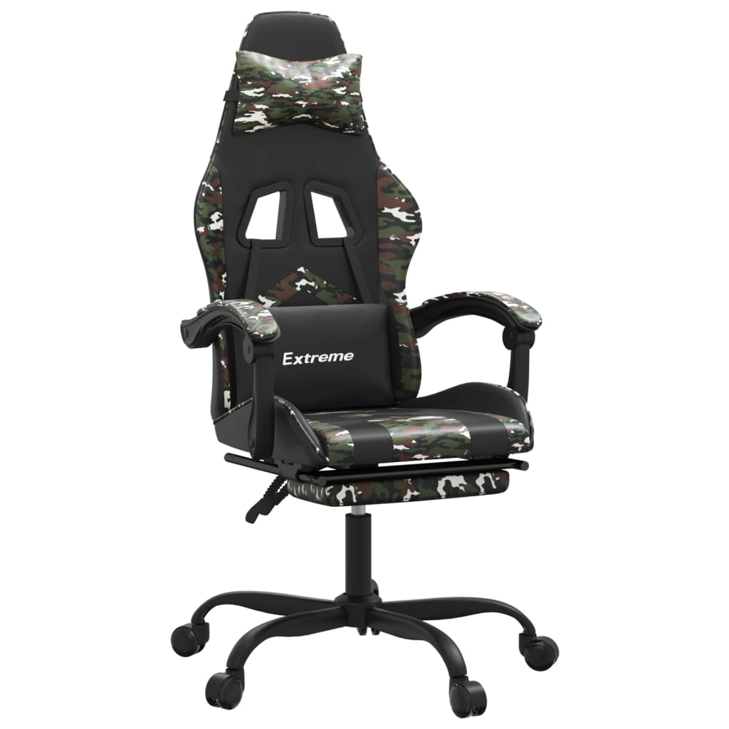 Gamestoel draaibaar met voetensteun kunstleer zwart&camouflage is nu te koop bij PeponiXL, paradijselijk wonen!