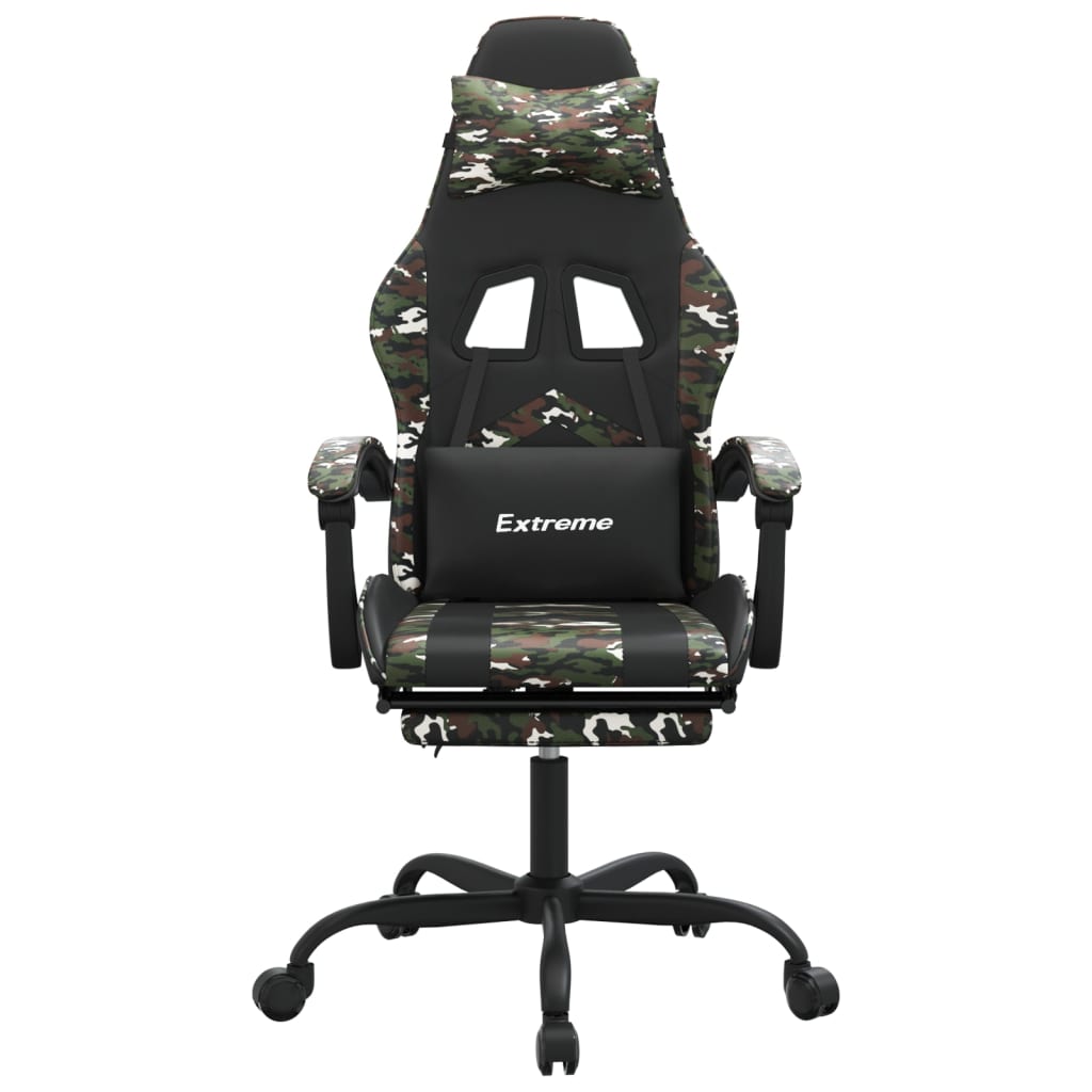 Gamestoel draaibaar met voetensteun kunstleer zwart&camouflage is nu te koop bij PeponiXL, paradijselijk wonen!