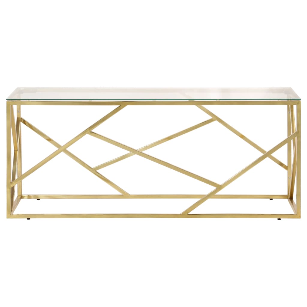 Salontafel roestvrijstaal en gehard glas goudkleurig is nu te koop bij PeponiXL, paradijselijk wonen!