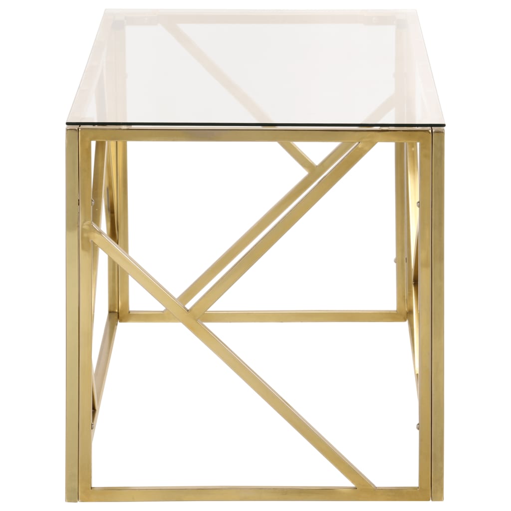 Salontafel roestvrijstaal en gehard glas goudkleurig is nu te koop bij PeponiXL, paradijselijk wonen!