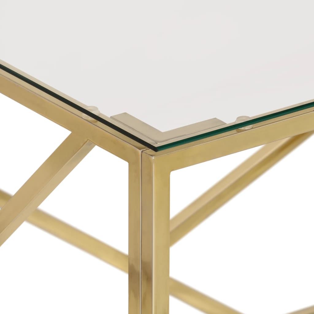Salontafel roestvrijstaal en gehard glas goudkleurig is nu te koop bij PeponiXL, paradijselijk wonen!
