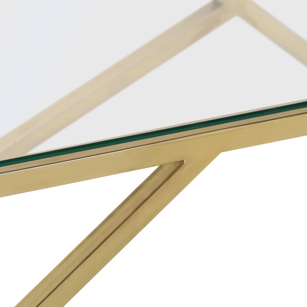 Salontafel roestvrijstaal en gehard glas goudkleurig is nu te koop bij PeponiXL, paradijselijk wonen!