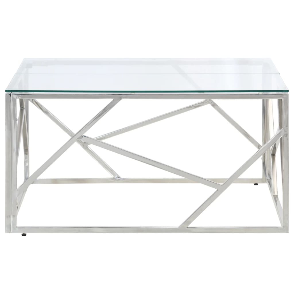 Salontafel roestvrijstaal en gehard glas zilverkleurig is nu te koop bij PeponiXL, paradijselijk wonen!