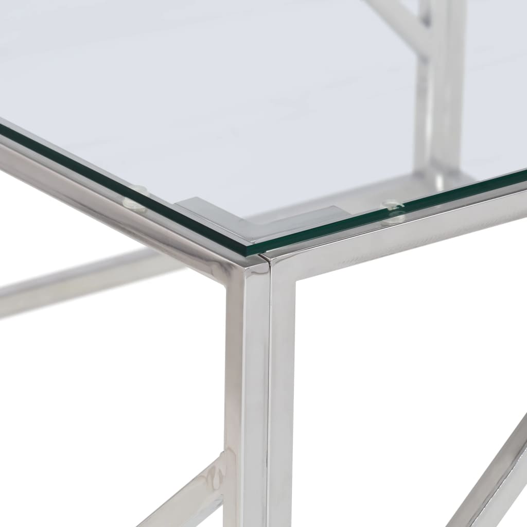 Salontafel roestvrijstaal en gehard glas zilverkleurig is nu te koop bij PeponiXL, paradijselijk wonen!