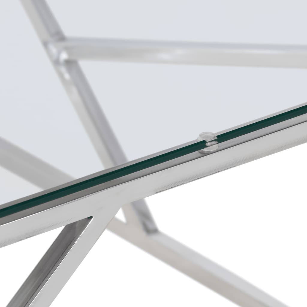 Salontafel roestvrijstaal en gehard glas zilverkleurig is nu te koop bij PeponiXL, paradijselijk wonen!