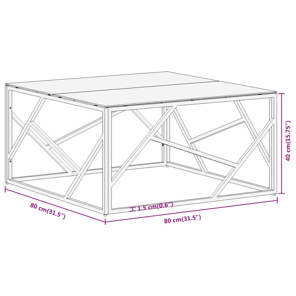 Salontafel roestvrijstaal en gehard glas zilverkleurig is nu te koop bij PeponiXL, paradijselijk wonen!
