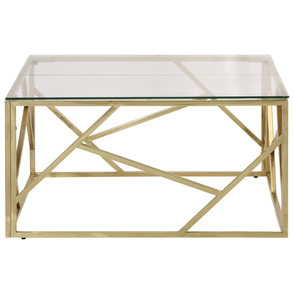 Salontafel roestvrijstaal en gehard glas goudkleurig is nu te koop bij PeponiXL, paradijselijk wonen!