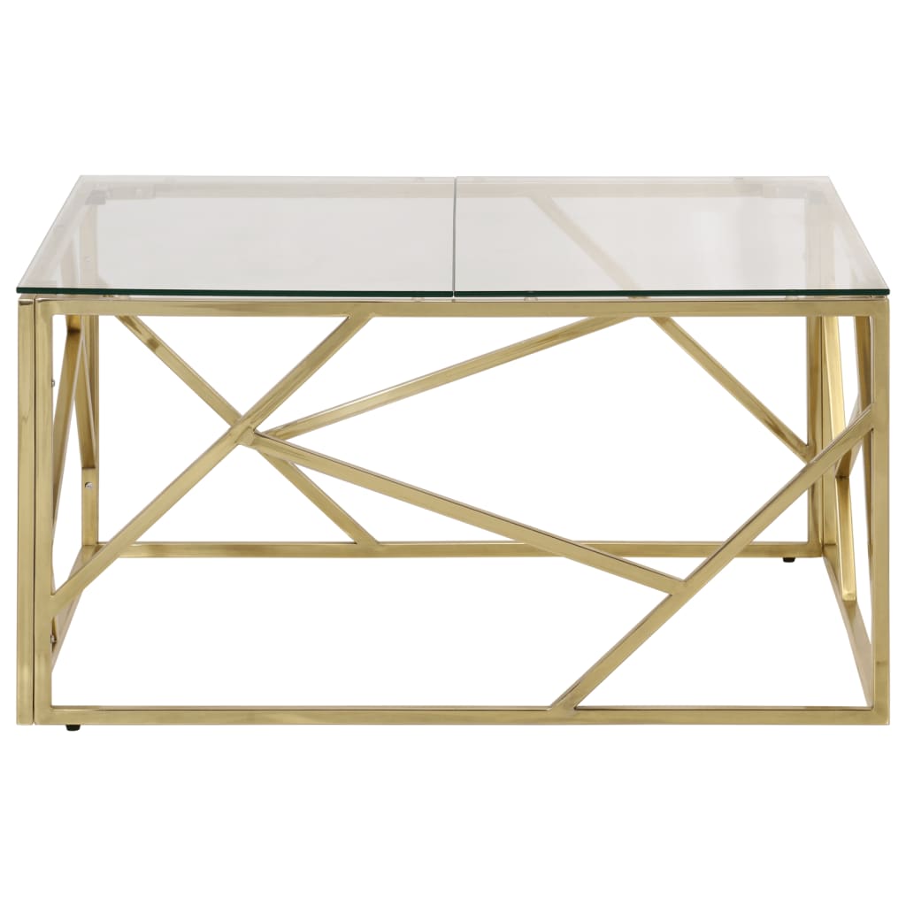 Salontafel roestvrijstaal en gehard glas goudkleurig is nu te koop bij PeponiXL, paradijselijk wonen!