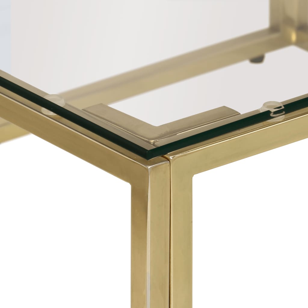 Salontafel roestvrijstaal en gehard glas goudkleurig is nu te koop bij PeponiXL, paradijselijk wonen!
