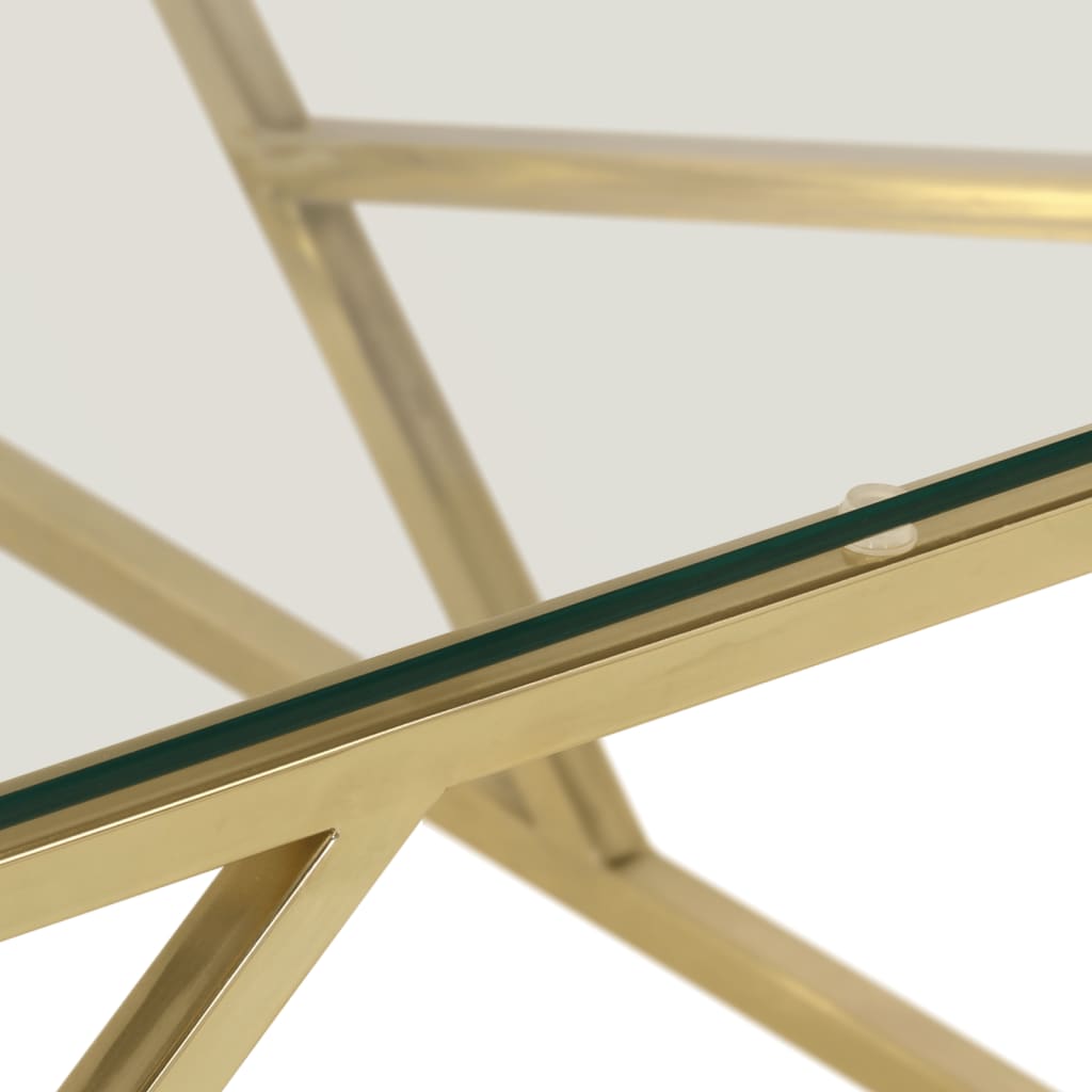 Salontafel roestvrijstaal en gehard glas goudkleurig is nu te koop bij PeponiXL, paradijselijk wonen!