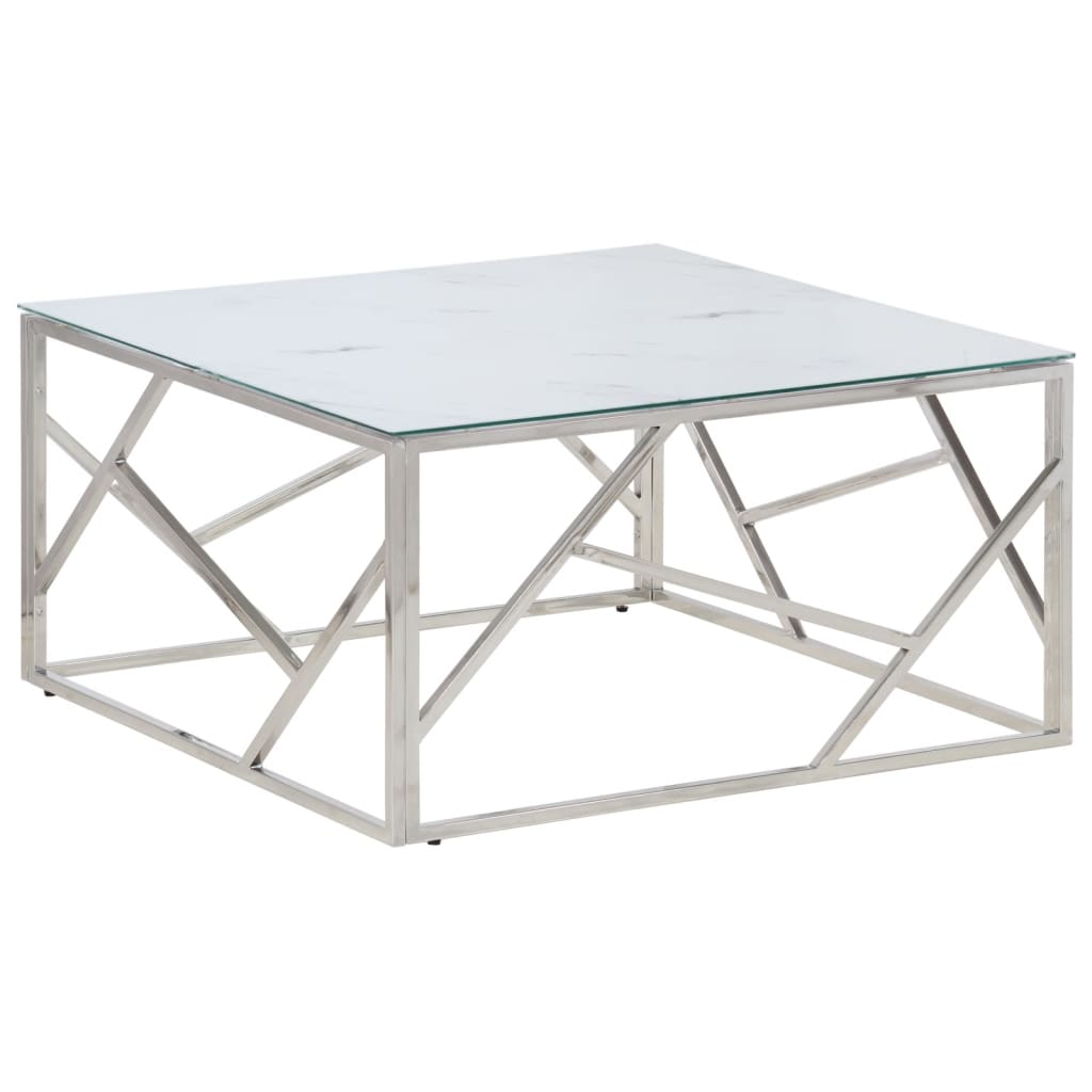 Salontafel roestvrijstaal en gehard glas zilverkleurig is nu te koop bij PeponiXL, paradijselijk wonen!