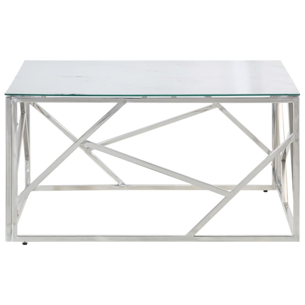 Salontafel roestvrijstaal en gehard glas zilverkleurig is nu te koop bij PeponiXL, paradijselijk wonen!