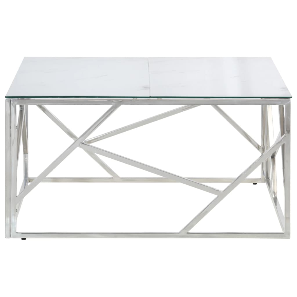 Salontafel roestvrijstaal en gehard glas zilverkleurig is nu te koop bij PeponiXL, paradijselijk wonen!