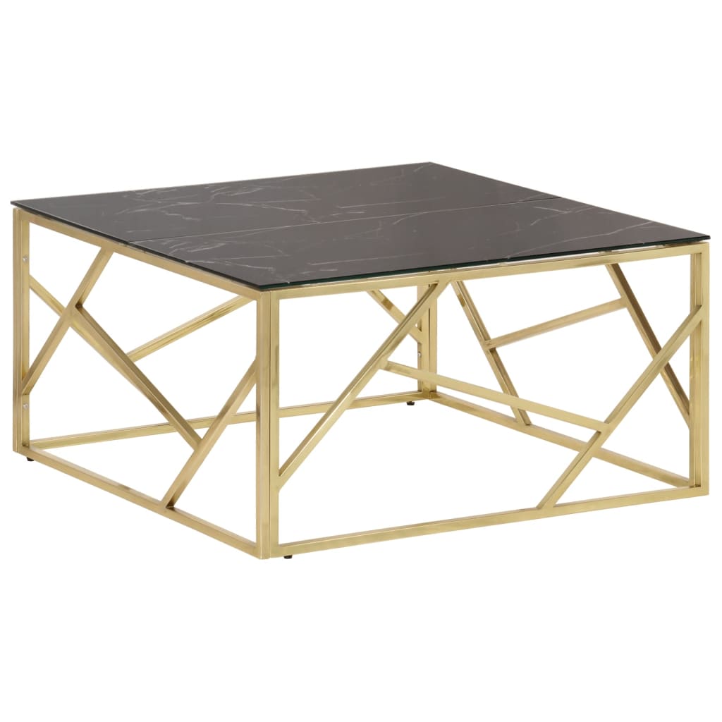 Salontafel roestvrijstaal en gehard glas goudkleurig is nu te koop bij PeponiXL, paradijselijk wonen!