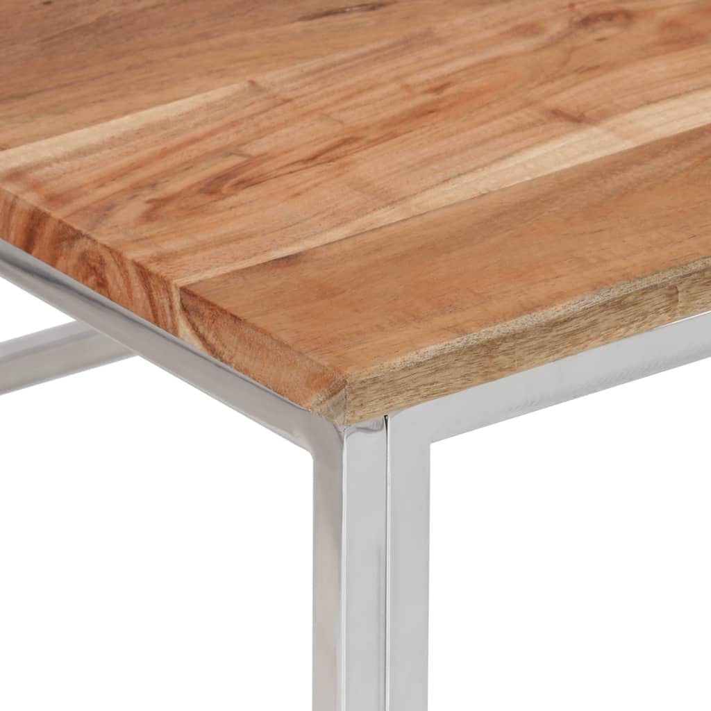 Salontafel roestvrij staal en massief acaciahout zilverkleurig is nu te koop bij PeponiXL, paradijselijk wonen!