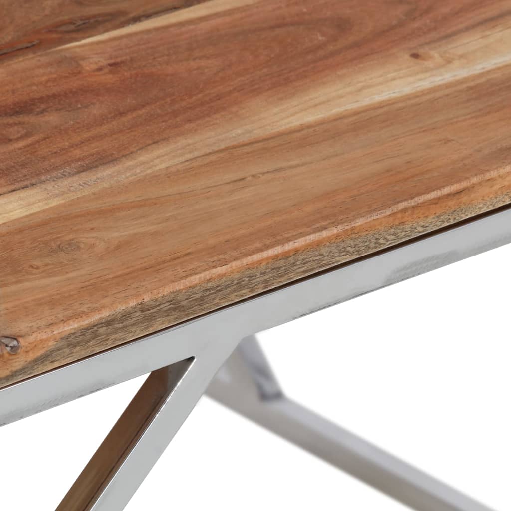 Salontafel roestvrij staal en massief acaciahout zilverkleurig is nu te koop bij PeponiXL, paradijselijk wonen!
