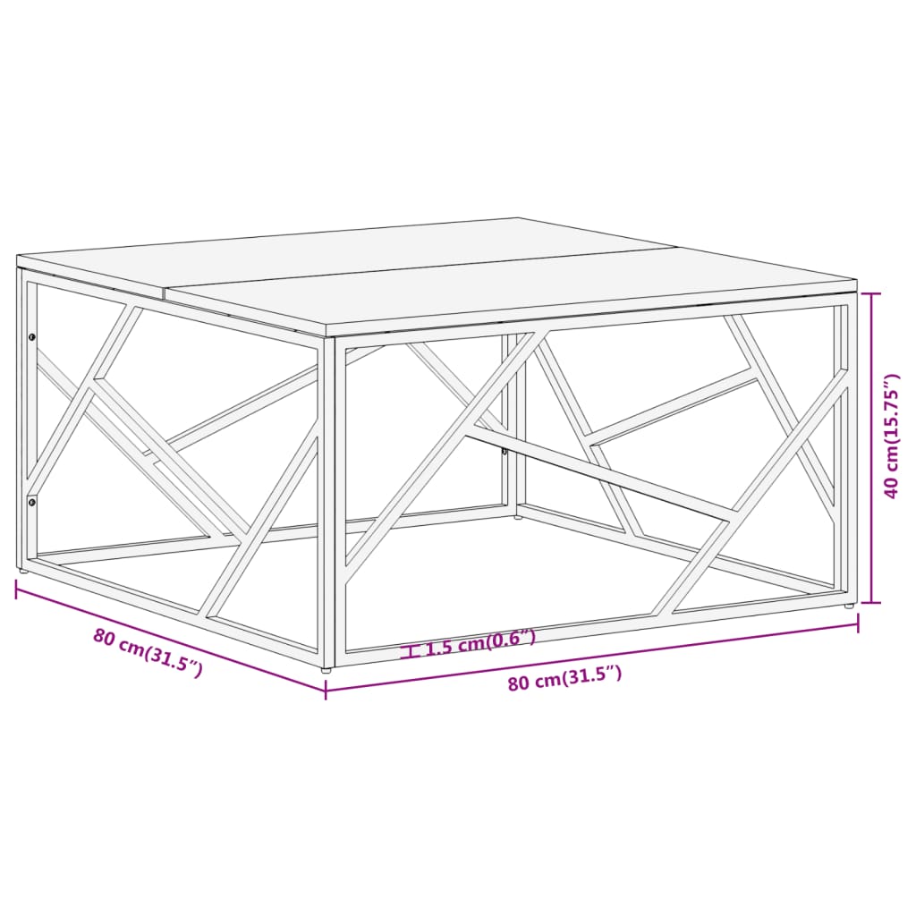 Salontafel roestvrij staal en massief acaciahout zilverkleurig is nu te koop bij PeponiXL, paradijselijk wonen!