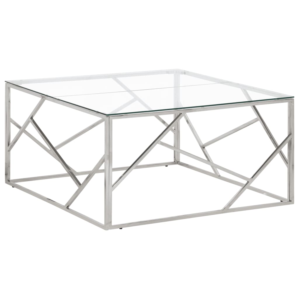 Salontafel roestvrijstaal en gehard glas zilverkleurig is nu te koop bij PeponiXL, paradijselijk wonen!