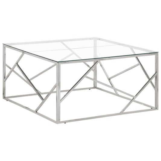 Salontafel roestvrijstaal en gehard glas zilverkleurig is nu te koop bij PeponiXL, paradijselijk wonen!