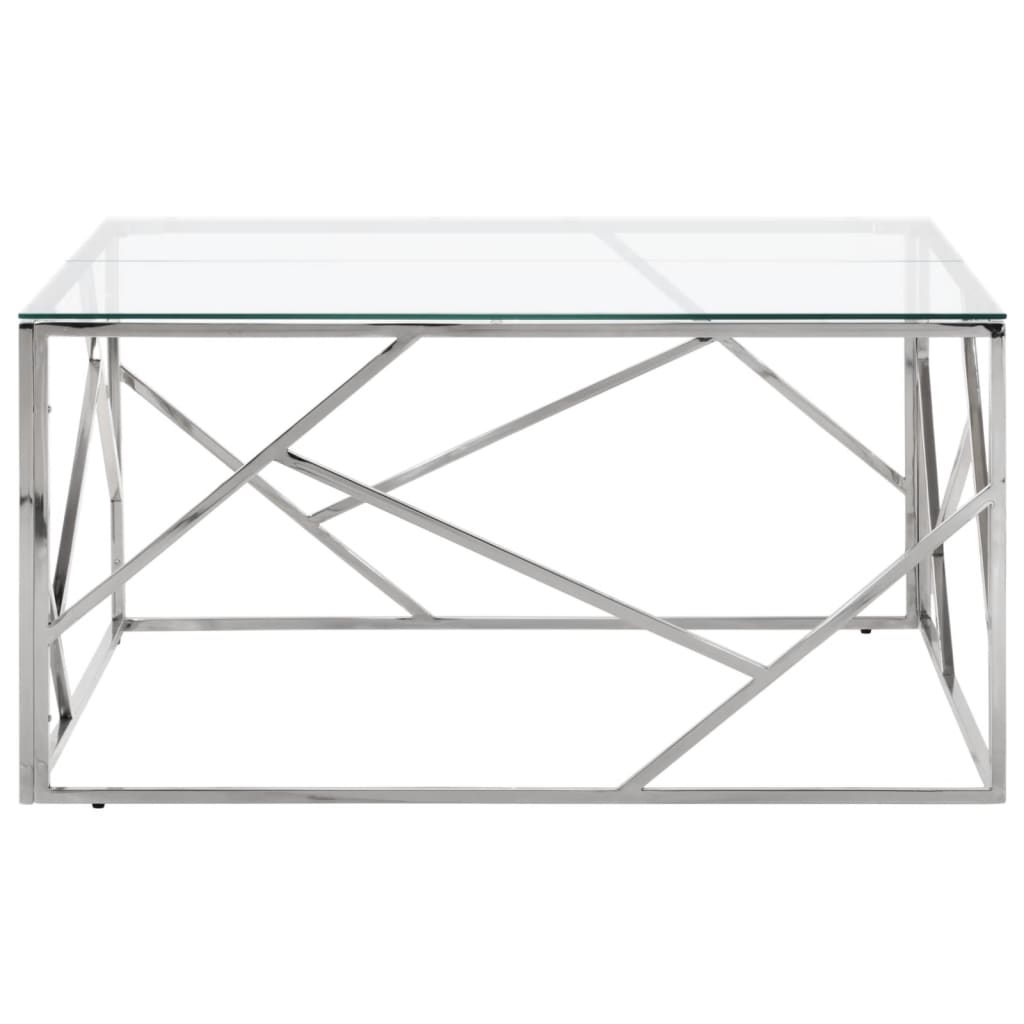 Salontafel roestvrijstaal en gehard glas zilverkleurig is nu te koop bij PeponiXL, paradijselijk wonen!