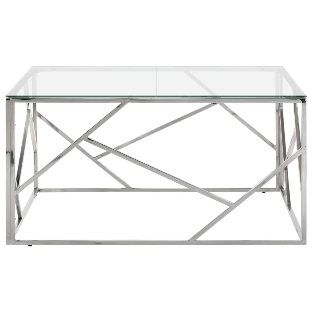 Salontafel roestvrijstaal en gehard glas zilverkleurig is nu te koop bij PeponiXL, paradijselijk wonen!