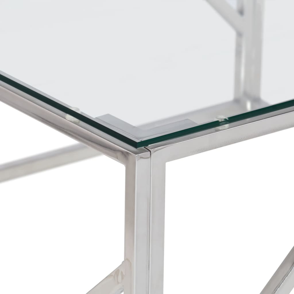 Salontafel roestvrijstaal en gehard glas zilverkleurig is nu te koop bij PeponiXL, paradijselijk wonen!