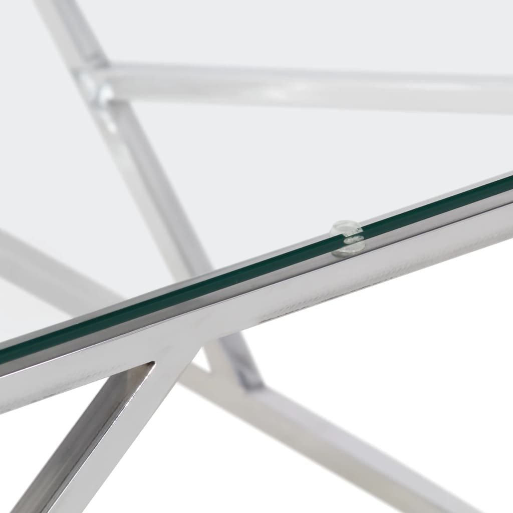 Salontafel roestvrijstaal en gehard glas zilverkleurig is nu te koop bij PeponiXL, paradijselijk wonen!