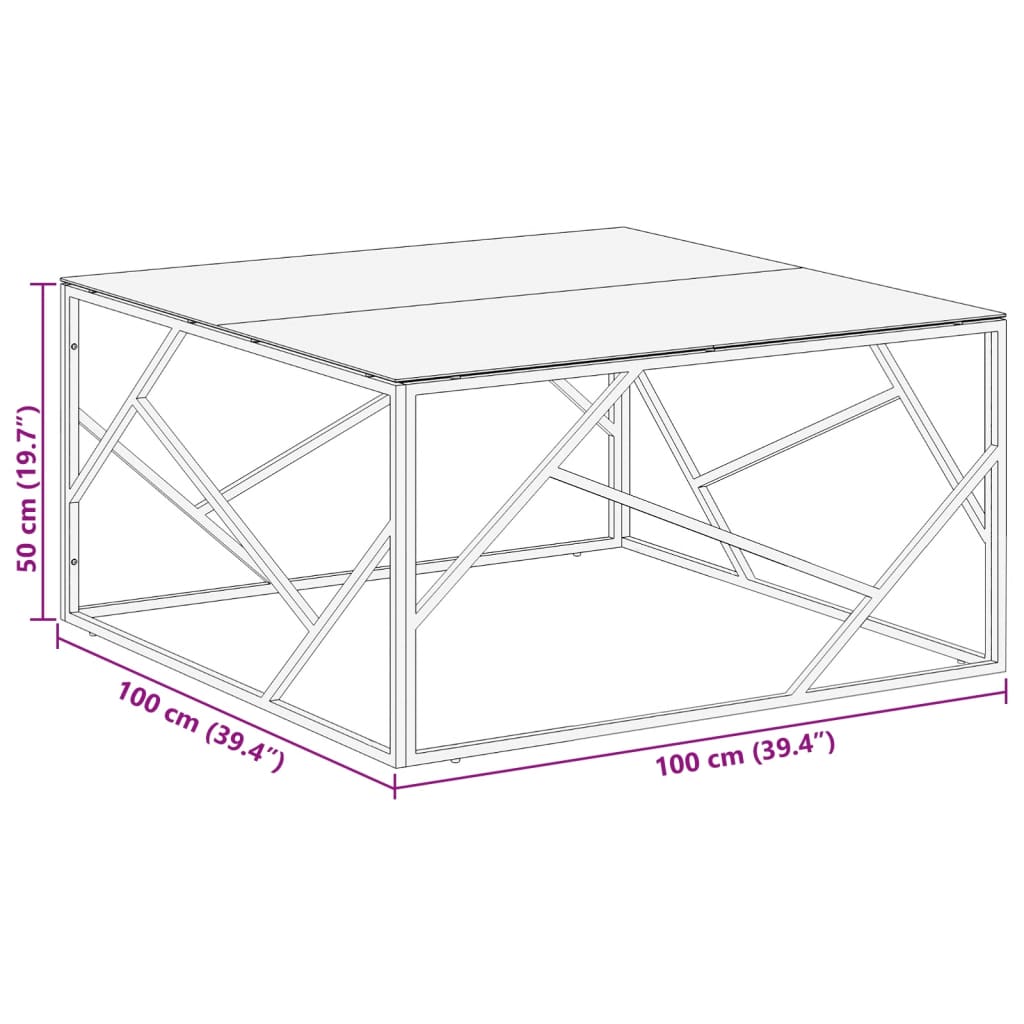Salontafel roestvrijstaal en gehard glas zilverkleurig is nu te koop bij PeponiXL, paradijselijk wonen!