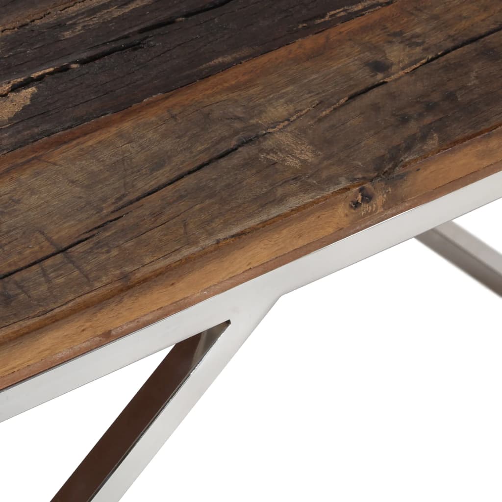 Salontafel roestvrij staal en massief bielshout zilverkleurig is nu te koop bij PeponiXL, paradijselijk wonen!