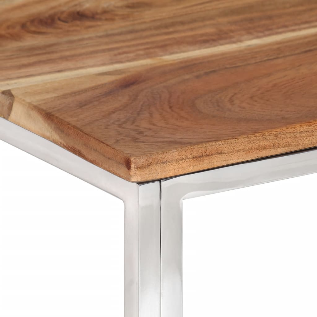 Salontafel roestvrij staal en massief acaciahout zilverkleurig is nu te koop bij PeponiXL, paradijselijk wonen!