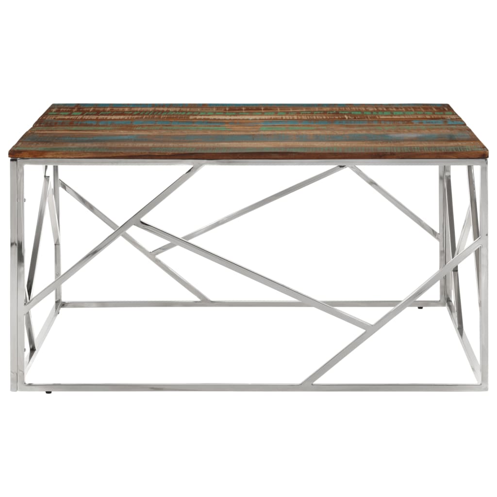 Salontafel roestvrij staal en massief gerecycled hout zilver is nu te koop bij PeponiXL, paradijselijk wonen!