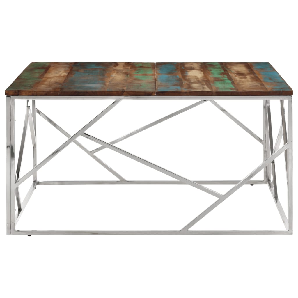 Salontafel roestvrij staal en massief gerecycled hout zilver is nu te koop bij PeponiXL, paradijselijk wonen!