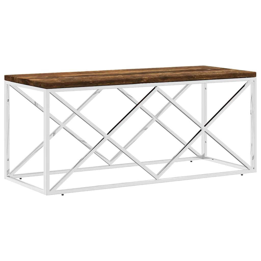 Salontafel roestvrij staal en massief hergebruikt hout is nu te koop bij PeponiXL, paradijselijk wonen!