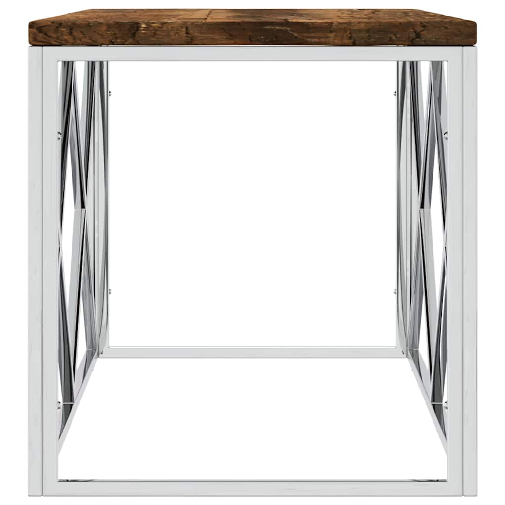 Salontafel roestvrij staal en massief hergebruikt hout is nu te koop bij PeponiXL, paradijselijk wonen!